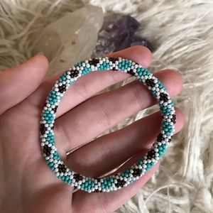 Glass Seed Bead Crochet Roll On Bracelet